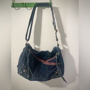 Vintage 90s GAP Denim Purse with Nostalguc Numbers Print Lining Magenta Zippers